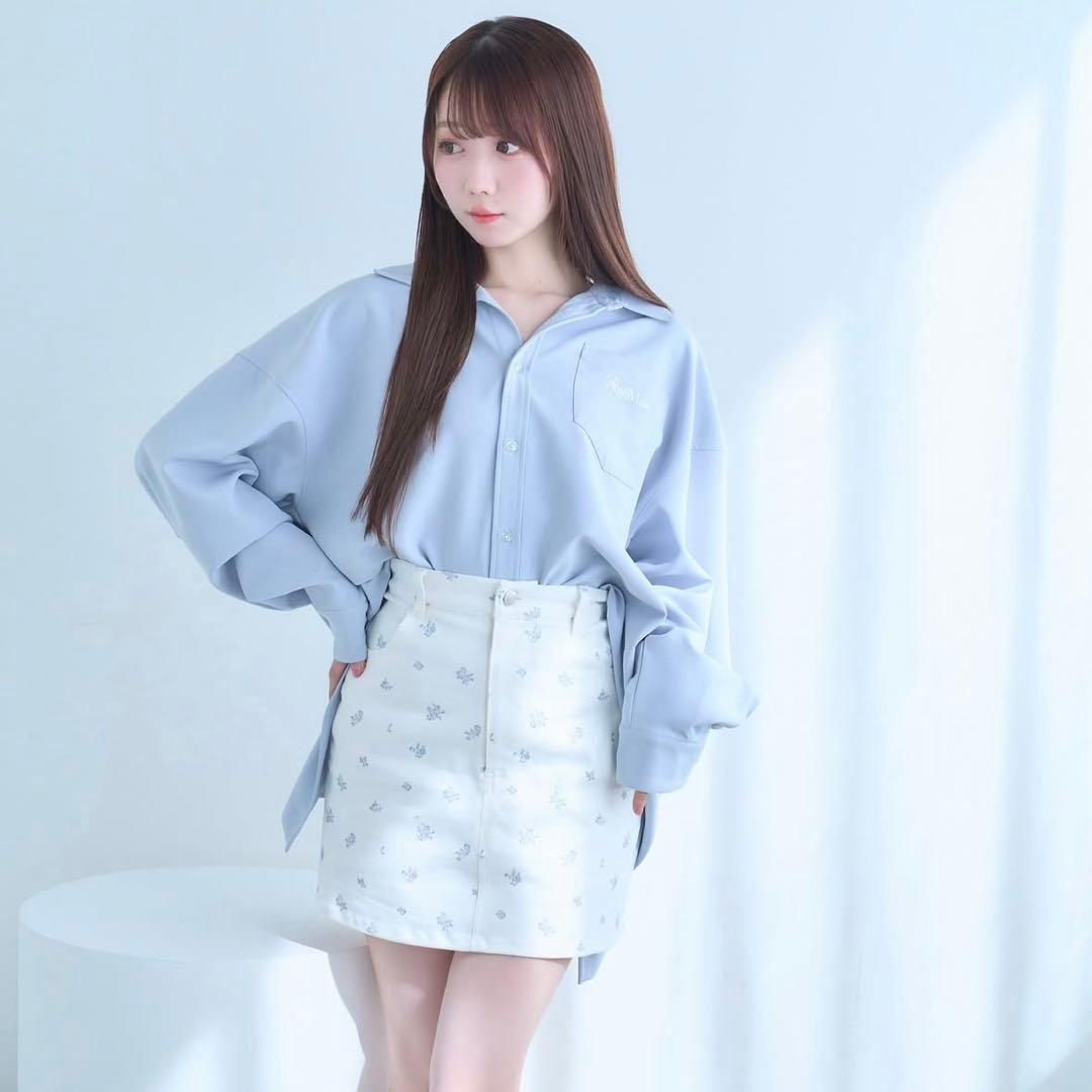 rosemuse back open big shirts サックス
