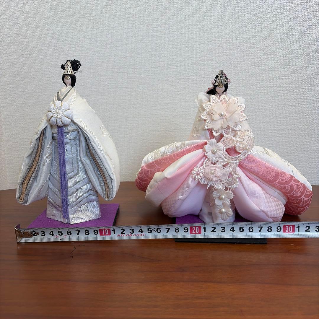 おばぁの手作りおひなさま　立ち雛ふんわり白1