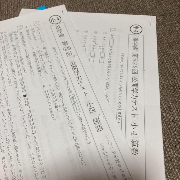 no22508100_【浜学園】小4　2017年度公開テスト3教科(国・算・理)