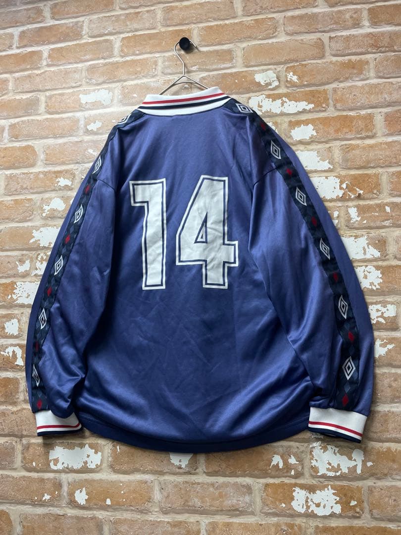 90s アンブロ　UMBRO ユニフォーム　サッカーシャツ　袖ロゴ　ロンT 古着