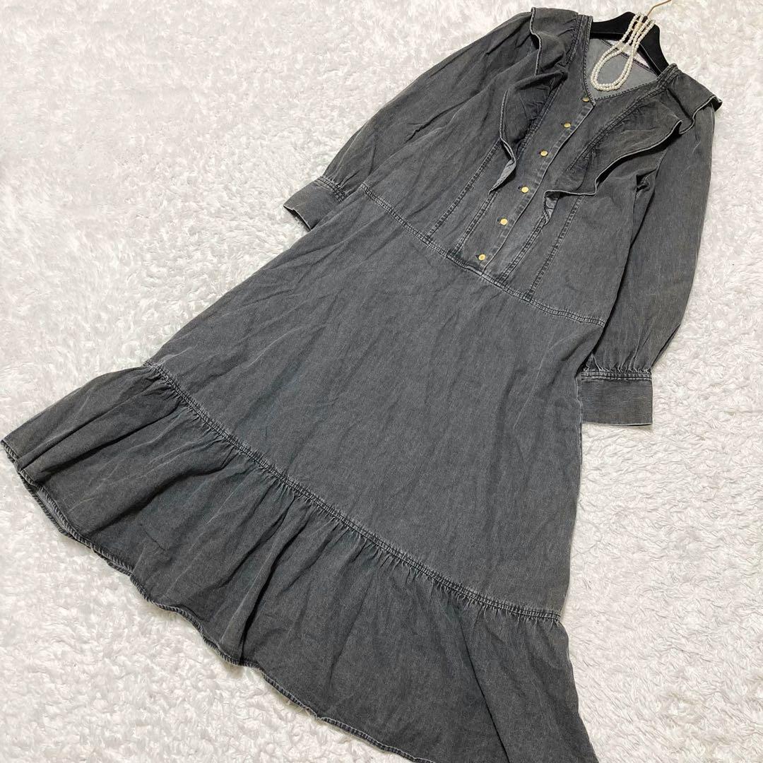 極美品♡ ダイアグラム ラッフルティアードワンピース 38 ブラック