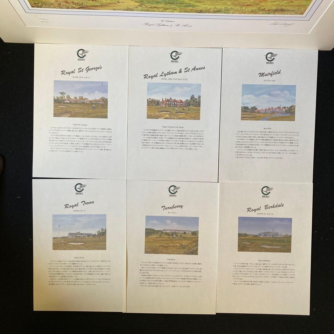 全英オープン　有名ゴルフコース　リトグラフ全7枚セット　Bill Ｗaugh制作