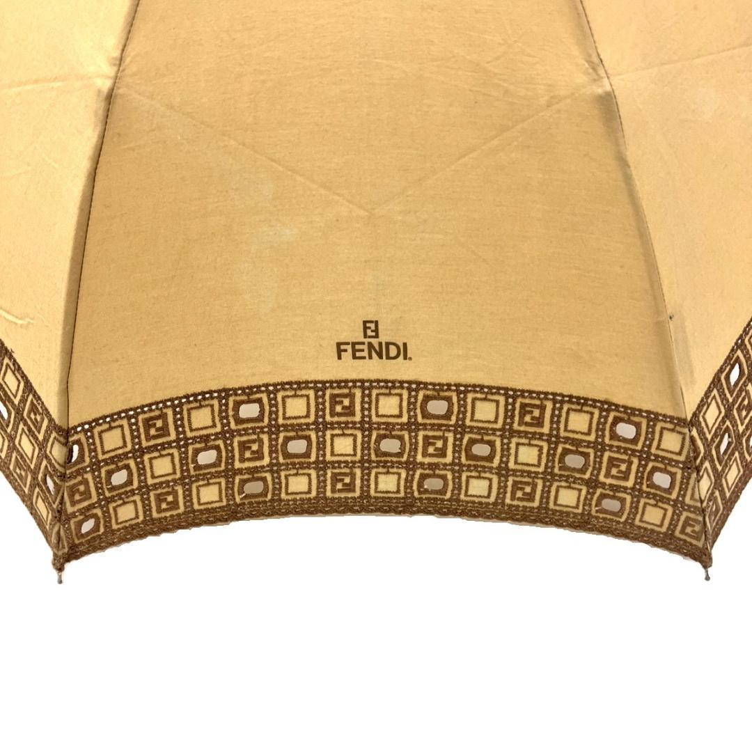 12-100 FENDI フェンディ 折り畳み傘 日傘 レース ベージュ