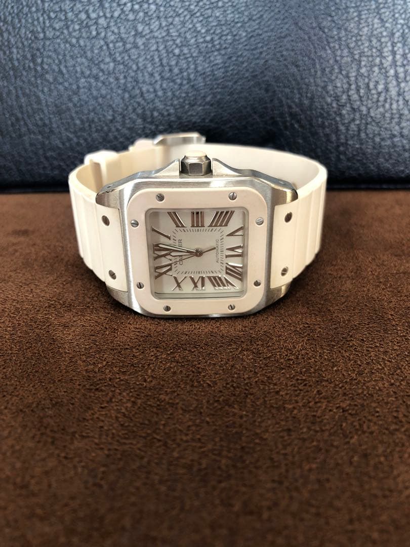 Cartier サントスラバー100 ホワイト　レディース【美品】生産終了モデル