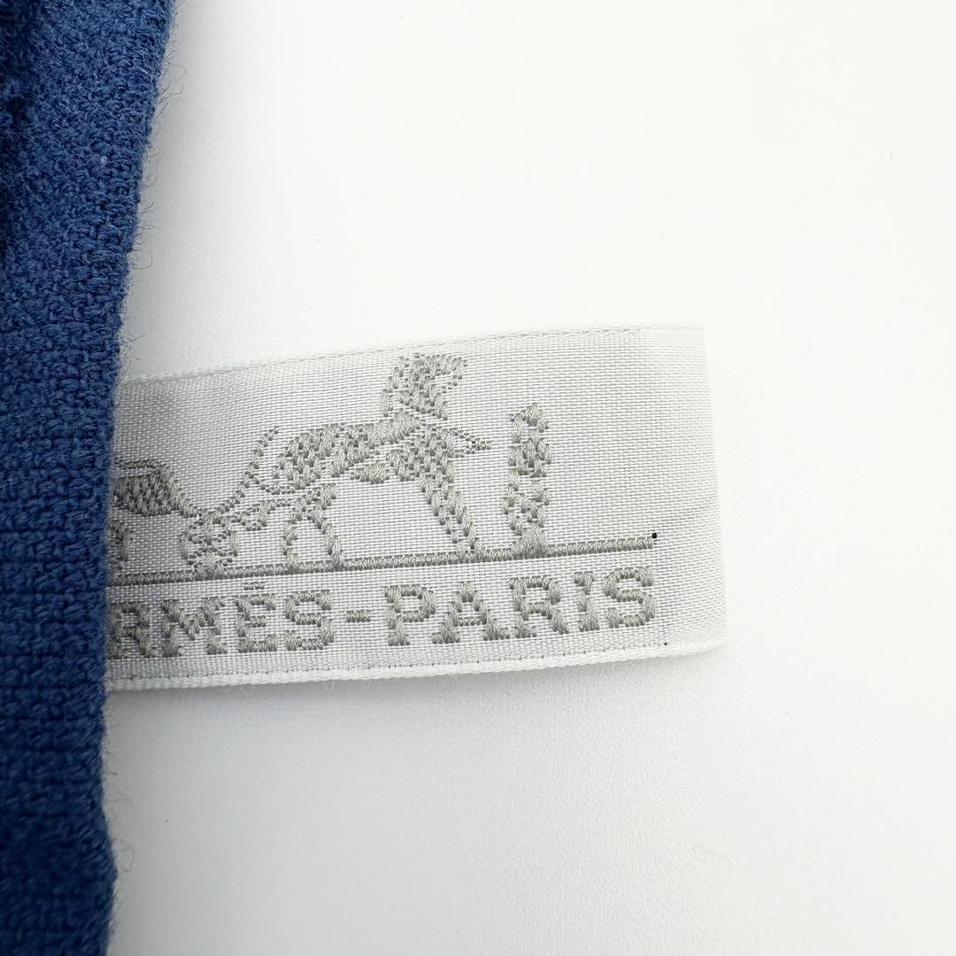 HERMES ハンドタオルセット オレンジ ネイビー　タオルハンカチ　２枚セット