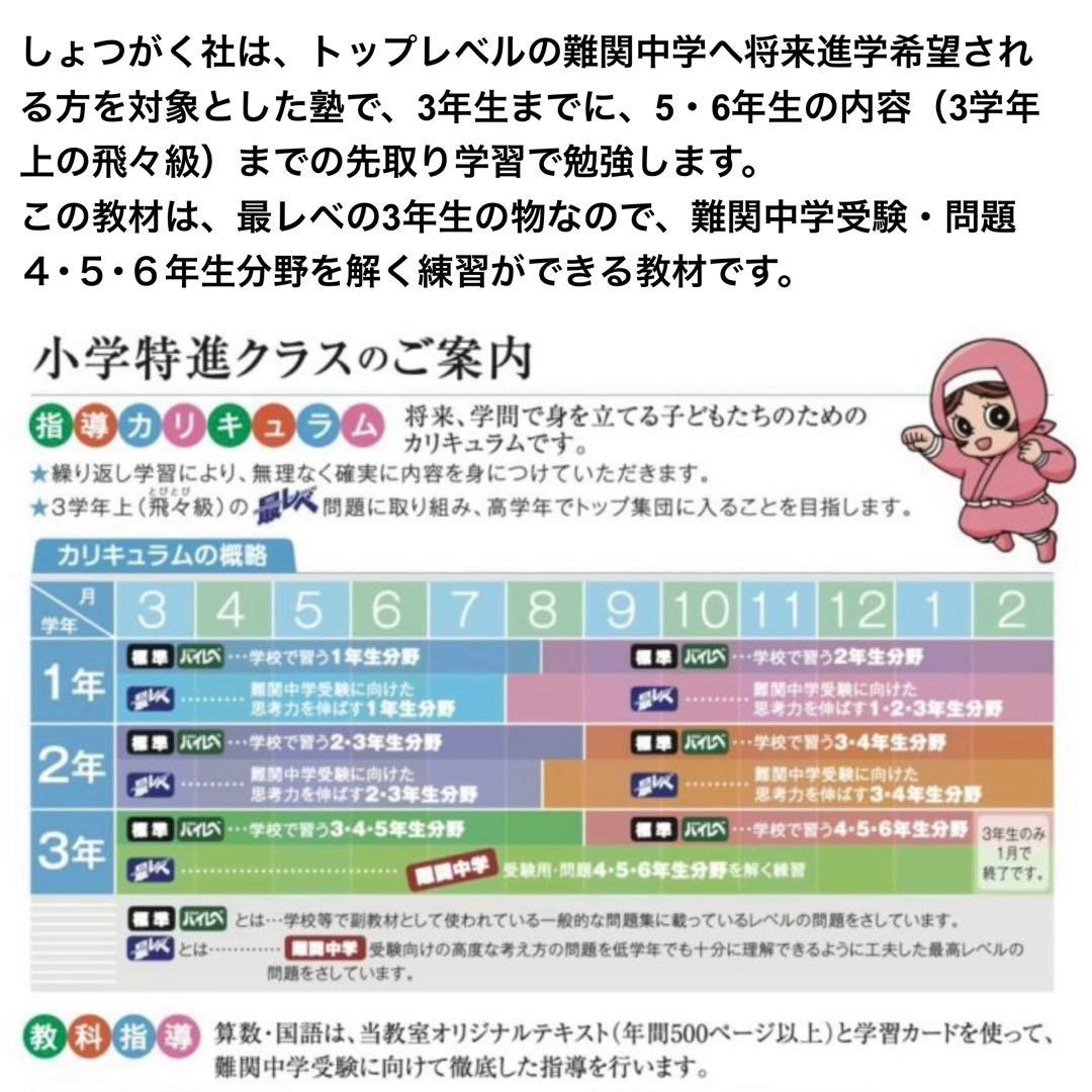 しょうがく社　小学特進クラス　最レベ　3年生　国語・算数　1年分フルセット