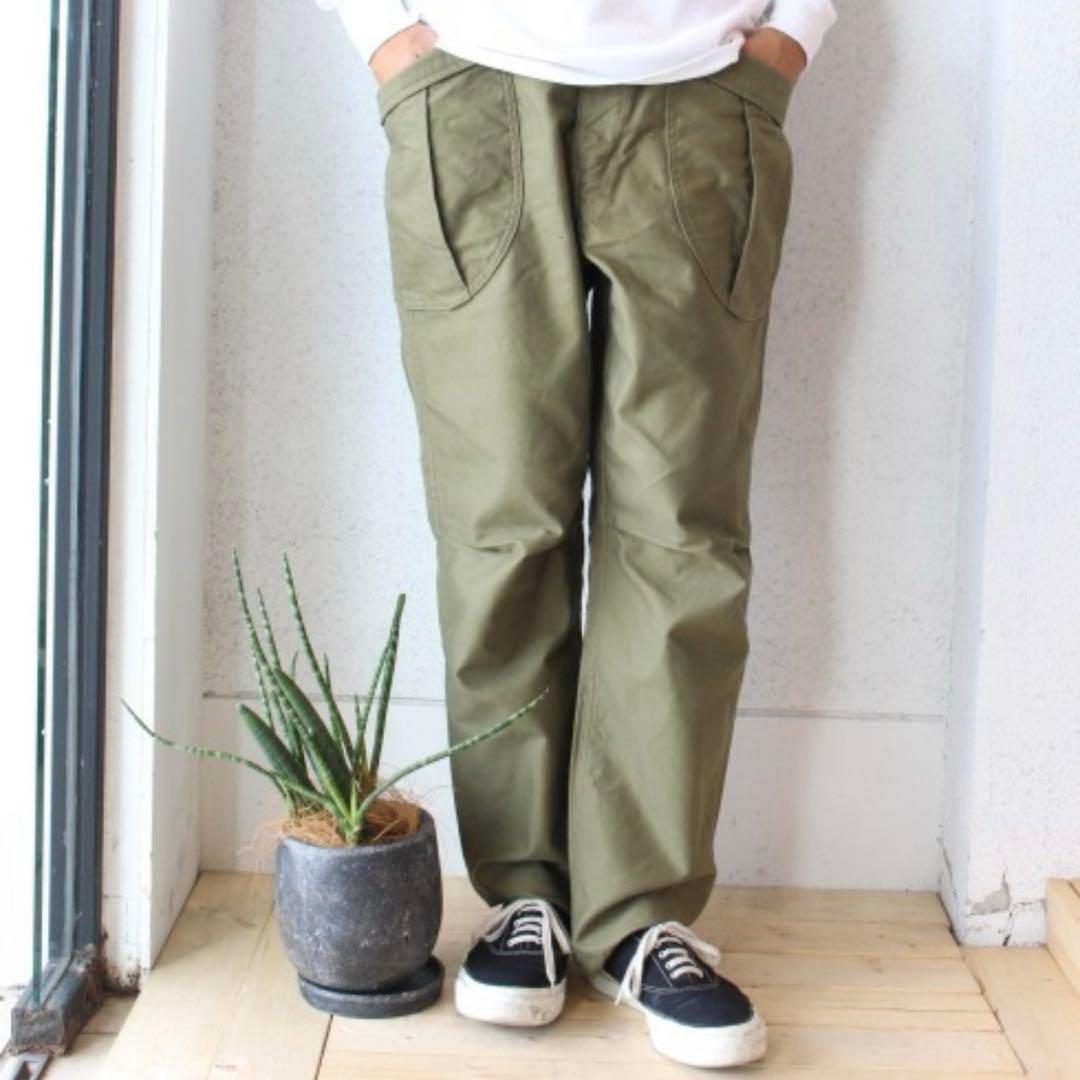 A VONTADE ファティーグパンツ バックサテン カーキ コットン S