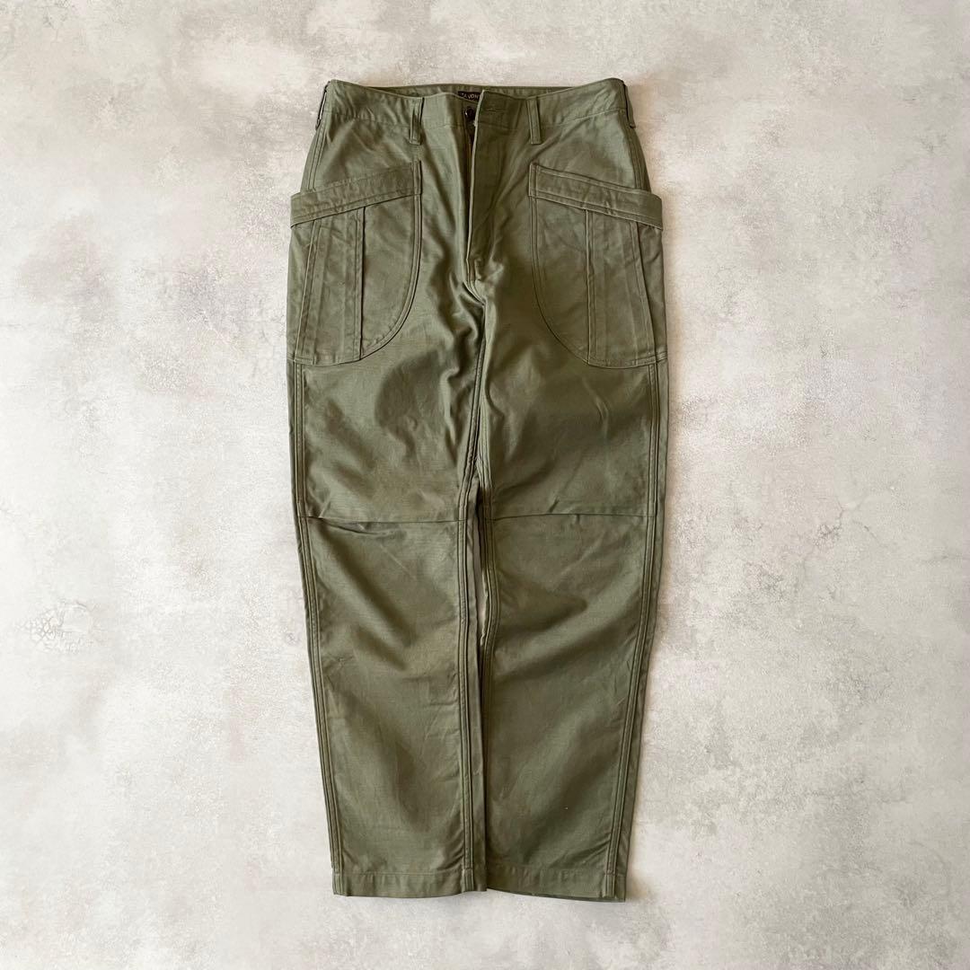 A VONTADE ファティーグパンツ バックサテン カーキ コットン S