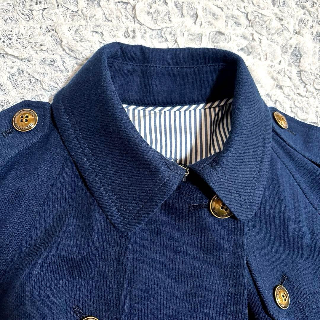 美品 BURBERRY ポンチョ ケープ コート ロゴ 金ボタン ネイビー 38