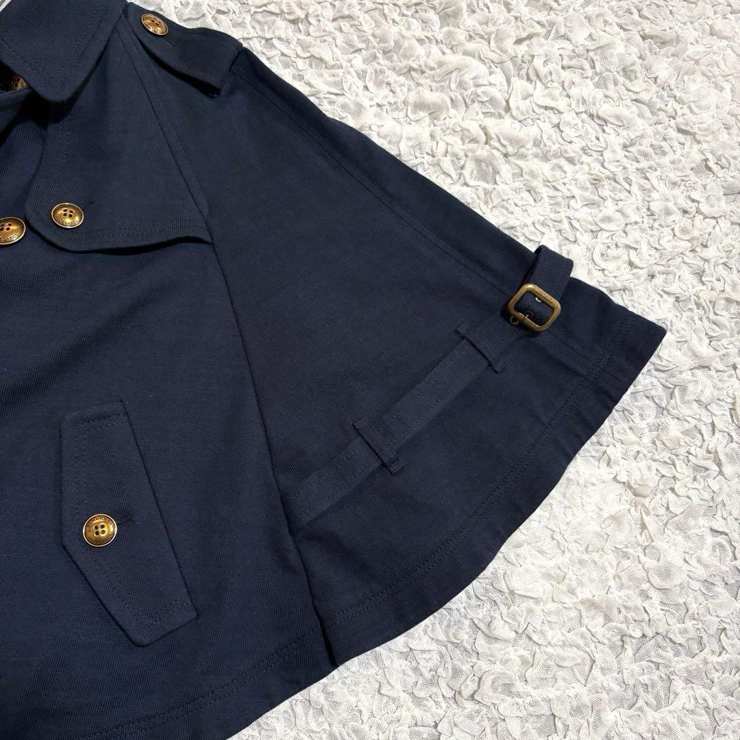 美品 BURBERRY ポンチョ ケープ コート ロゴ 金ボタン ネイビー 38