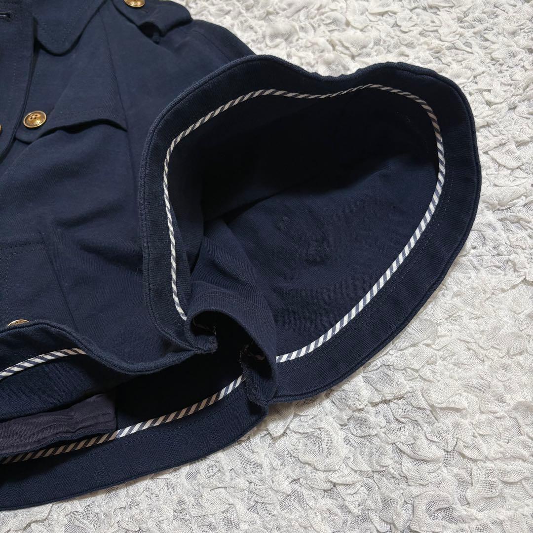 美品 BURBERRY ポンチョ ケープ コート ロゴ 金ボタン ネイビー 38