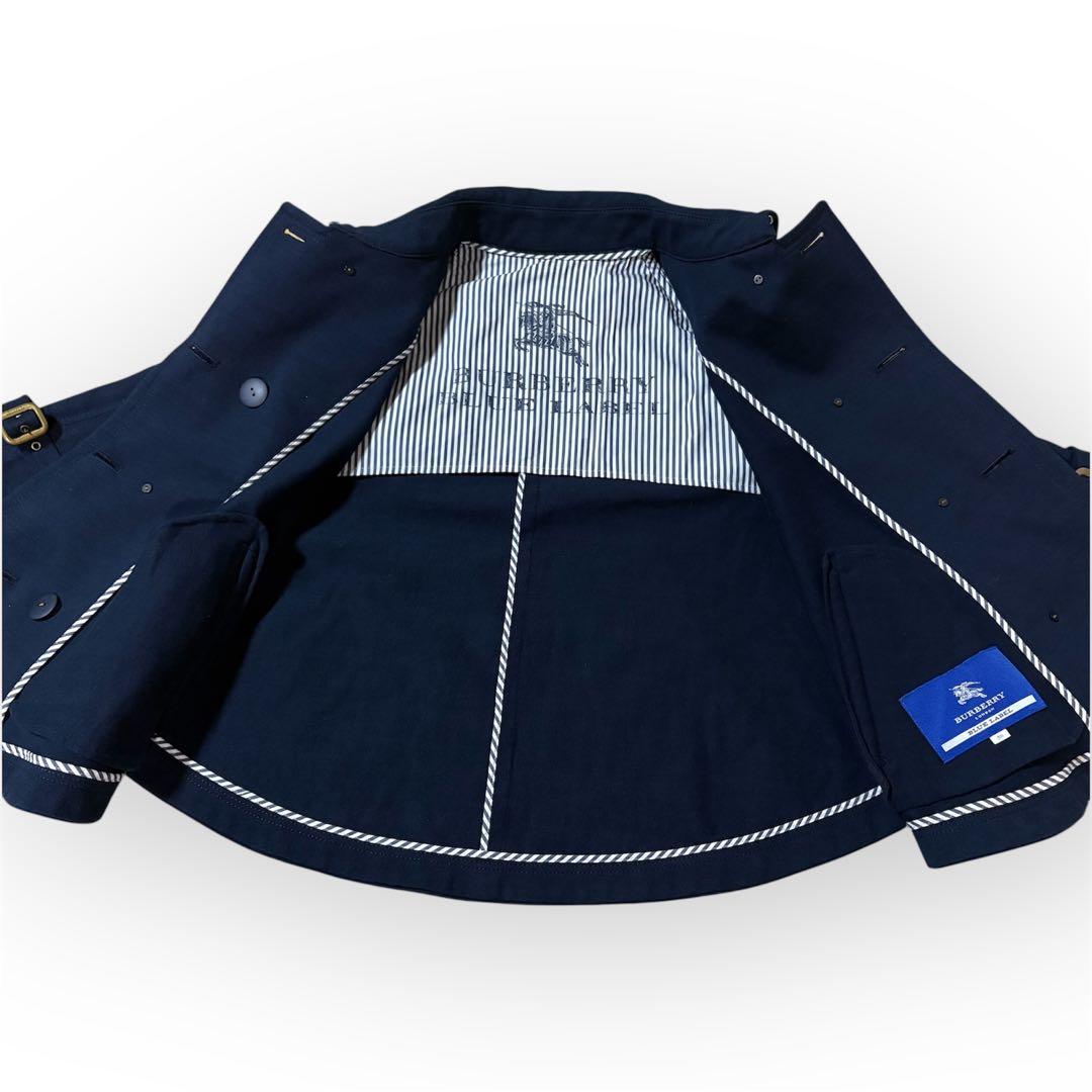 美品 BURBERRY ポンチョ ケープ コート ロゴ 金ボタン ネイビー 38