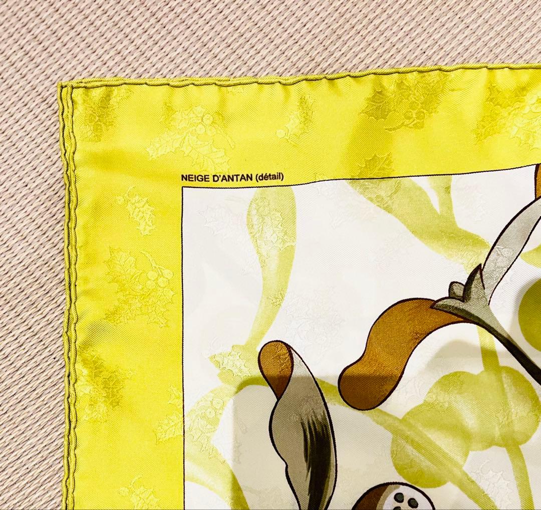 【美品】エルメス　スカーフ　カレ90　クリスマス　ヒイラギ　HERMES