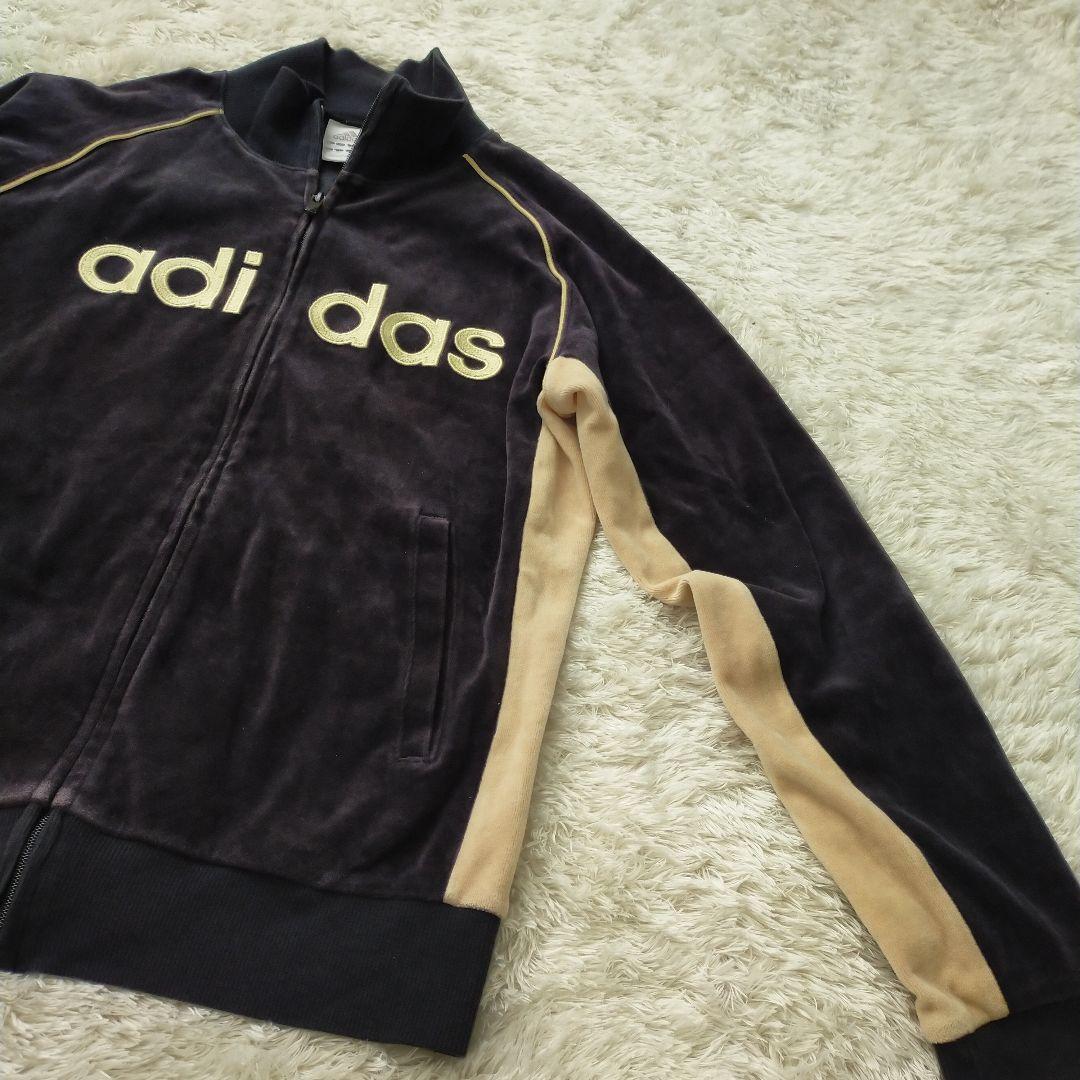 Y2K adidas ベロア トラックジャケット ブラック L　平成ロゴ
