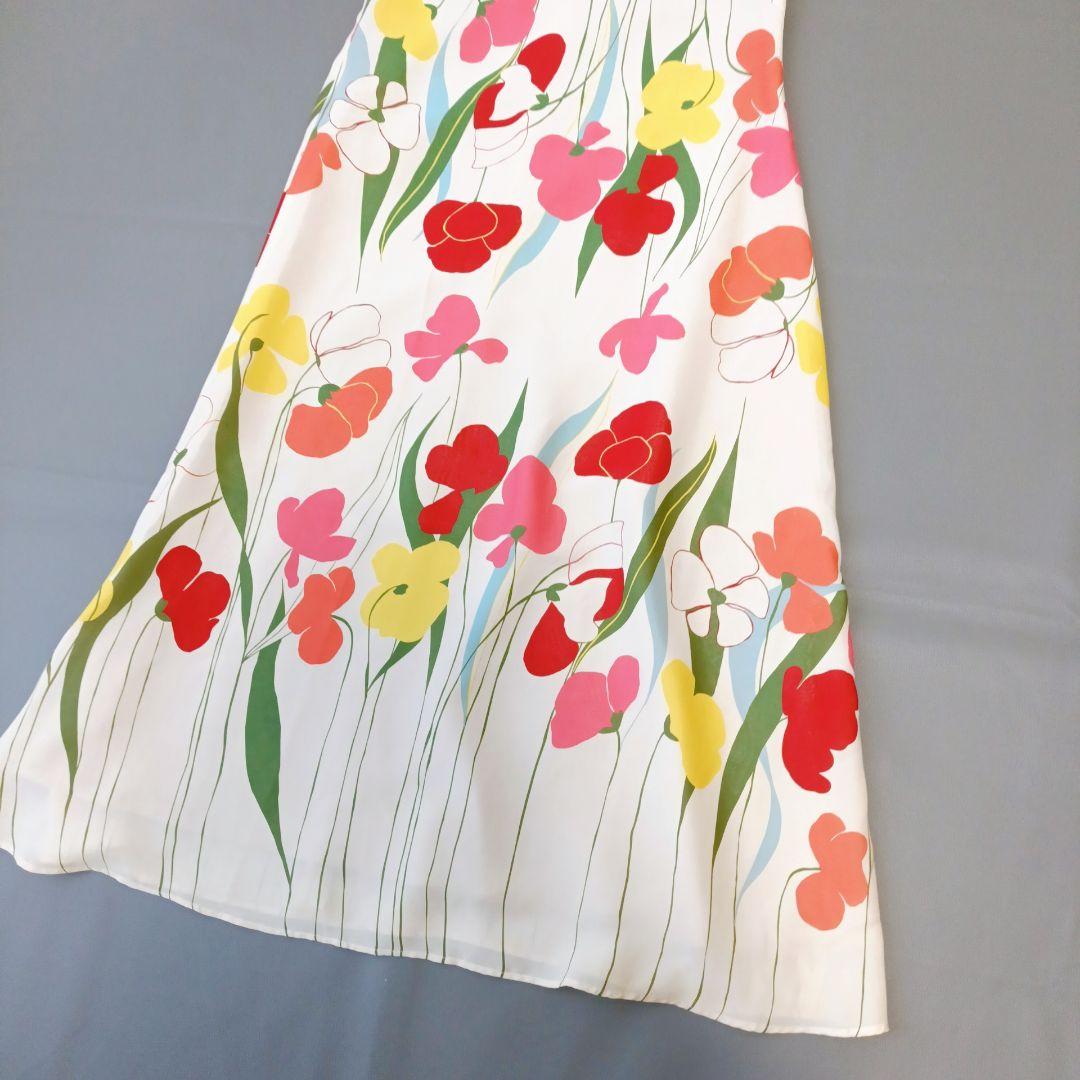【ホコモモラ】ワンピース　ノースリーブ　花柄　マルチカラー　ボタニカル　XL