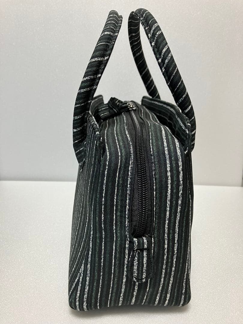 新品未使用 ✨深緑×白ストライプ柄利休バッグ