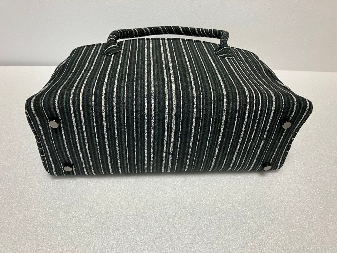 新品未使用 ✨深緑×白ストライプ柄利休バッグ