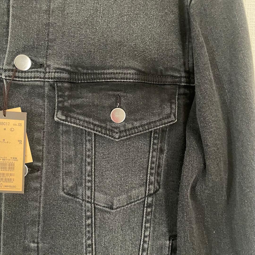 未使用4.2万COMME CA MEN コムサメンノーカラーデニムジャケットL黒