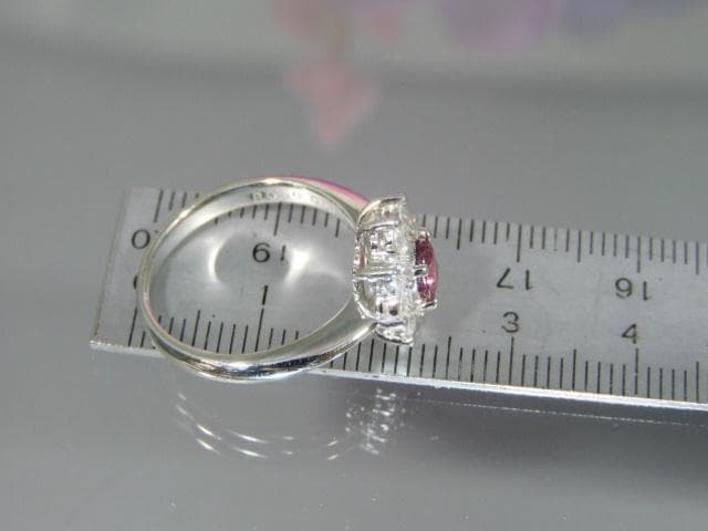 Pt900 天然 ルビー 0.59 ダイヤ取巻 0.56 リング S13号 SJ