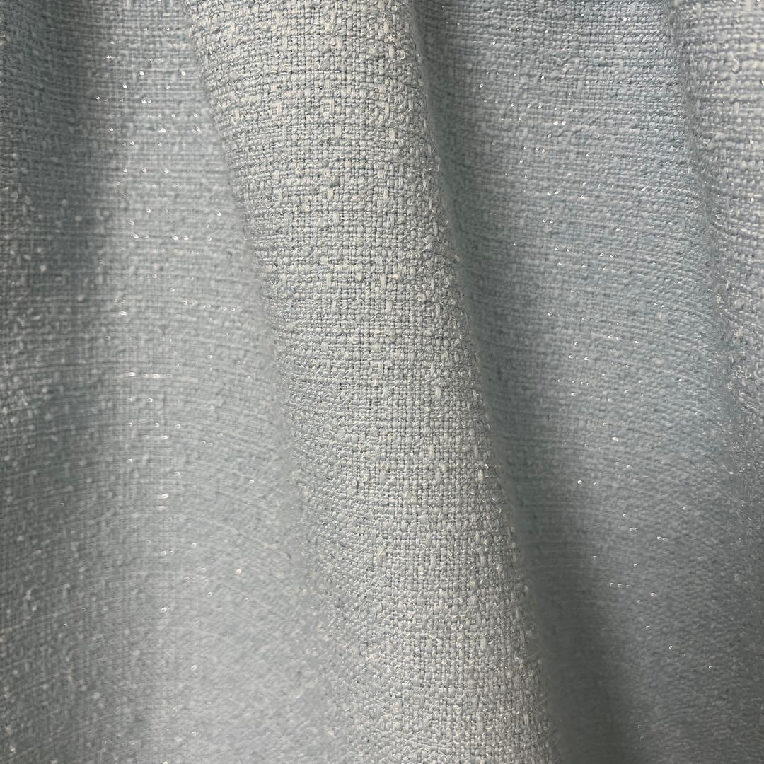 fitmore フィットモア　バックパールツイードトップス　ブルー