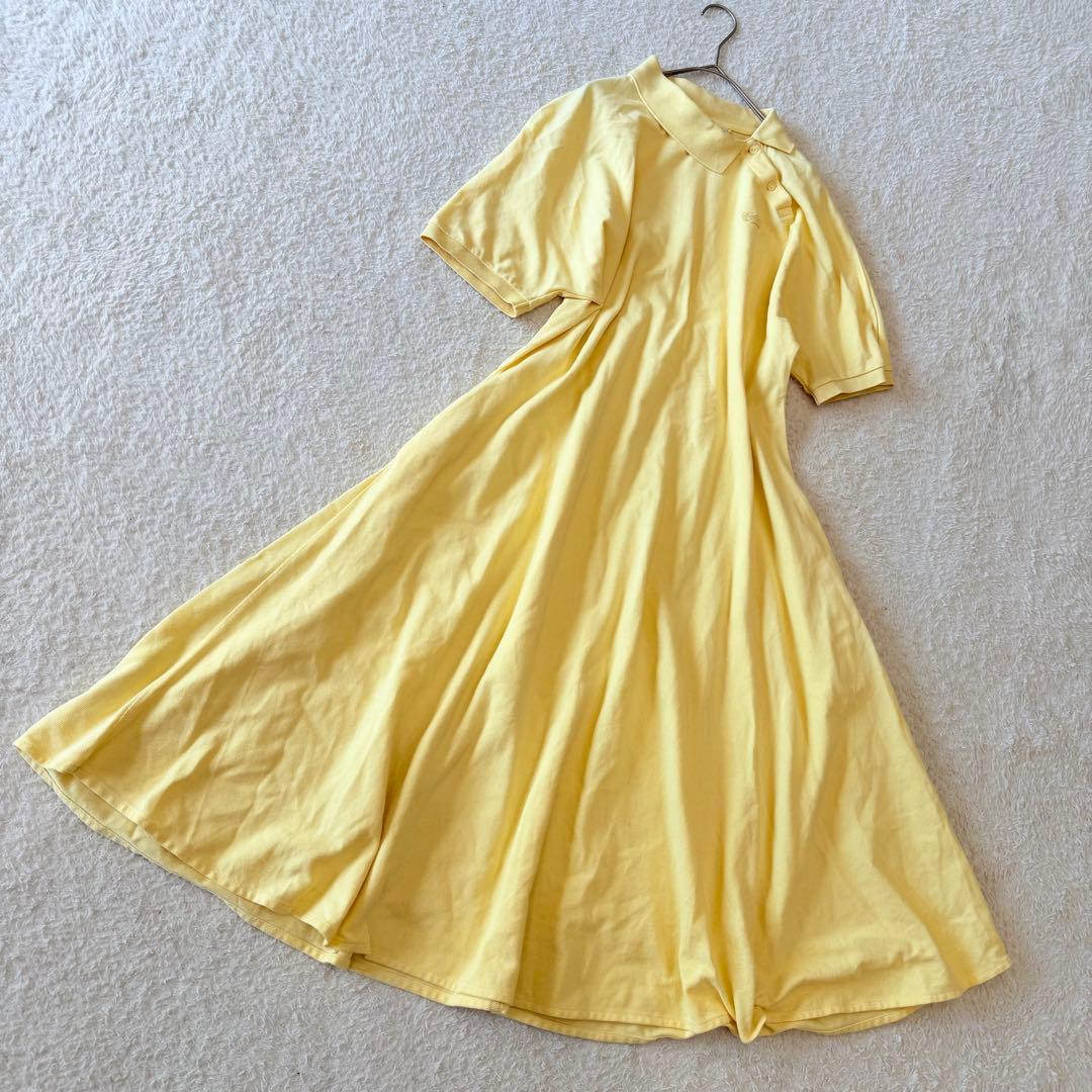 ラコステ ポロドレス ポロワンピース ロング スリムフィット 36 イエロー美品