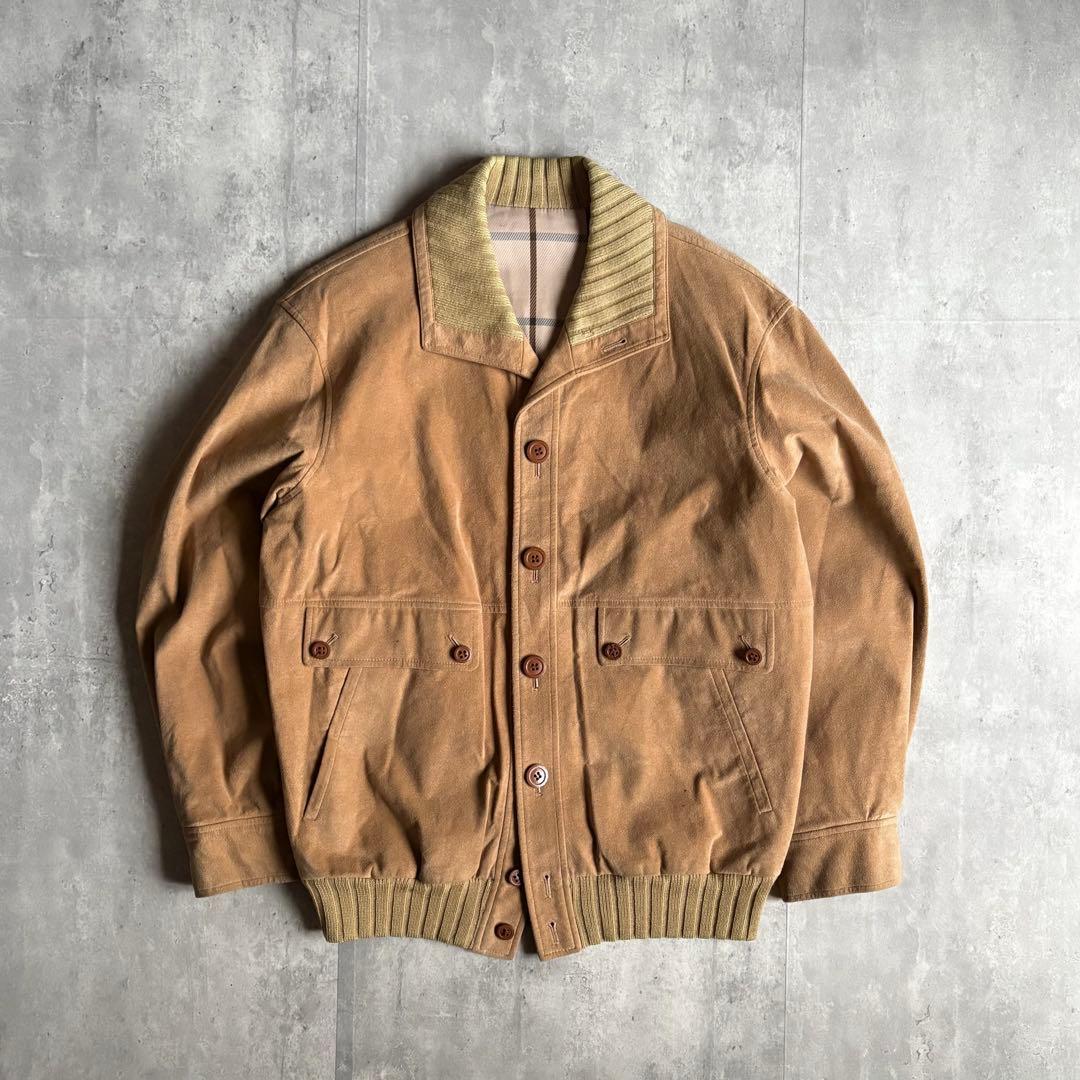 【80s vintage】A-1 レザーブルゾン　裏地チェック　スエード　短丈