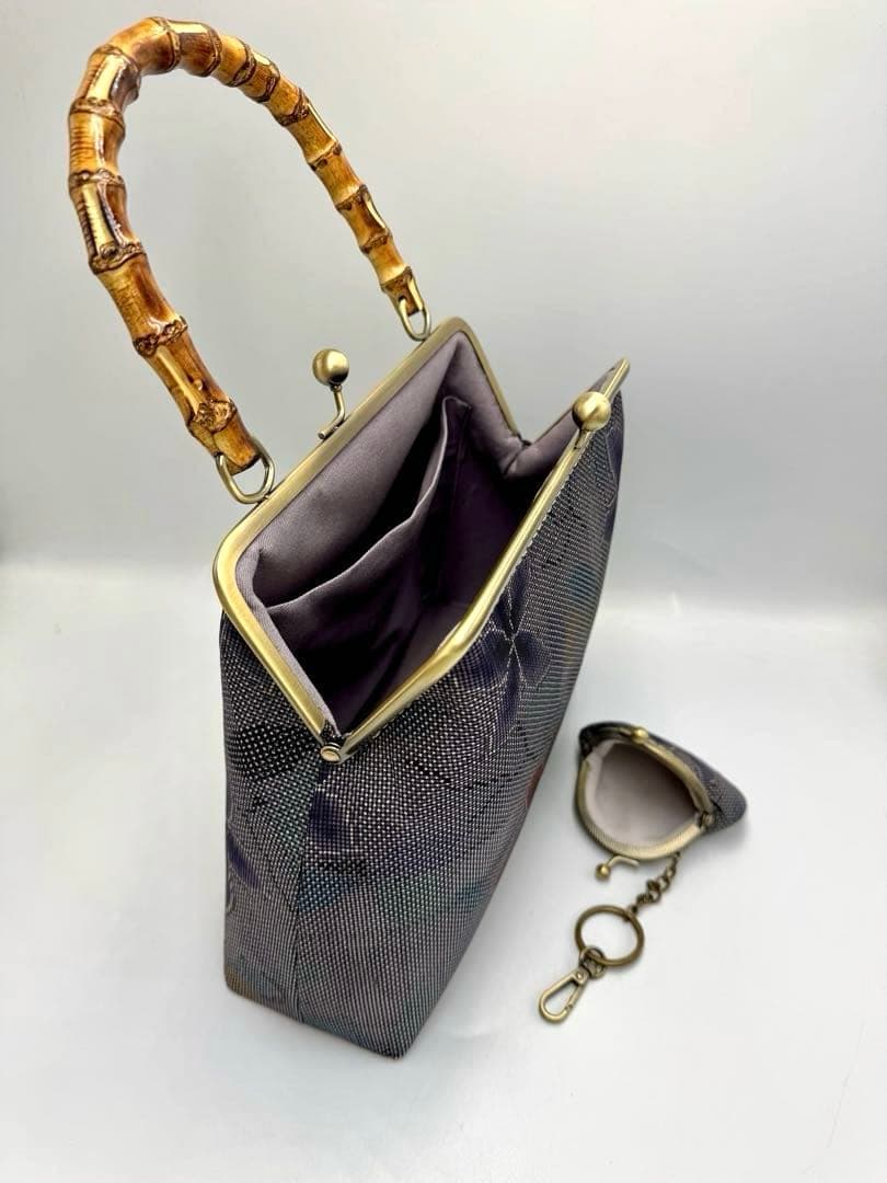【ハンドメイド】 大島紬 着物リメイク　ハンド バッグ2点セット #565