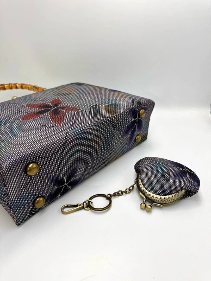 【ハンドメイド】 大島紬 着物リメイク　ハンド バッグ2点セット #565