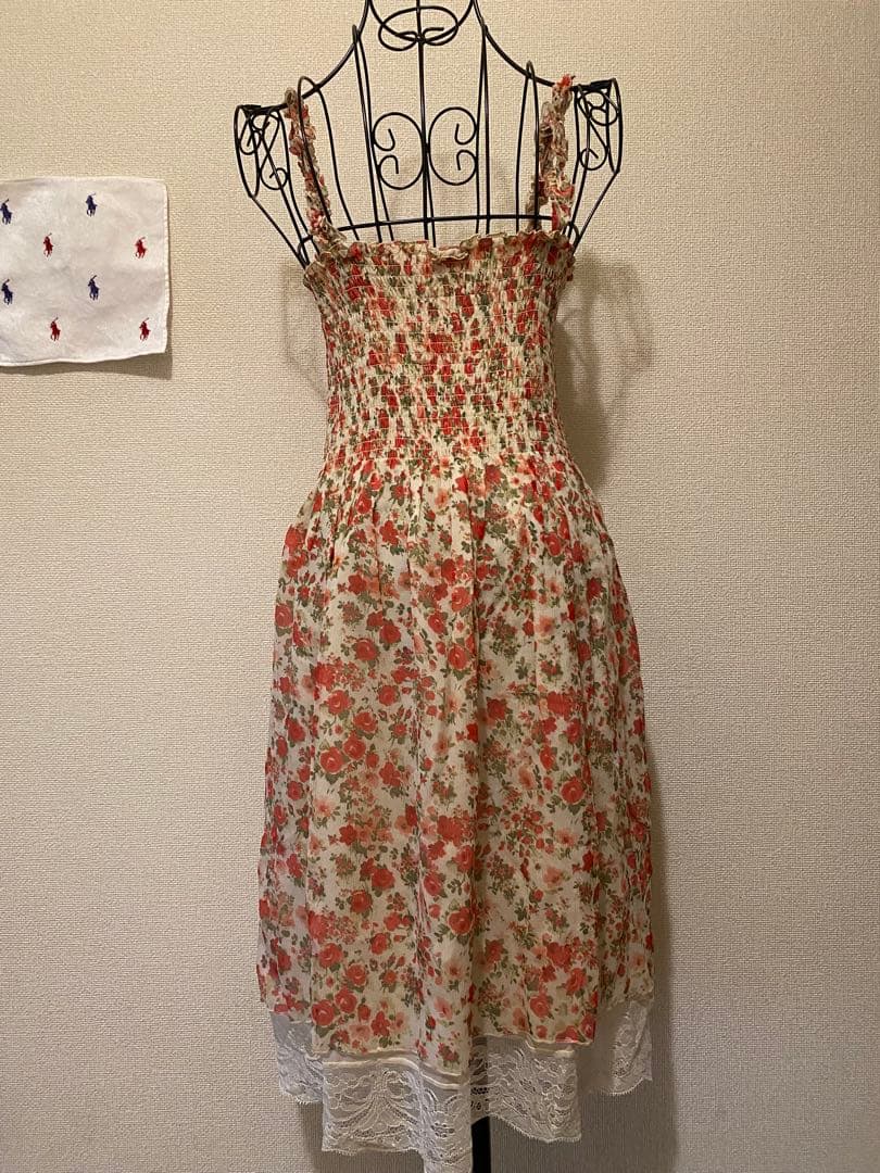 BLUGIRL 小花柄シルクキャミワンピース　size38
