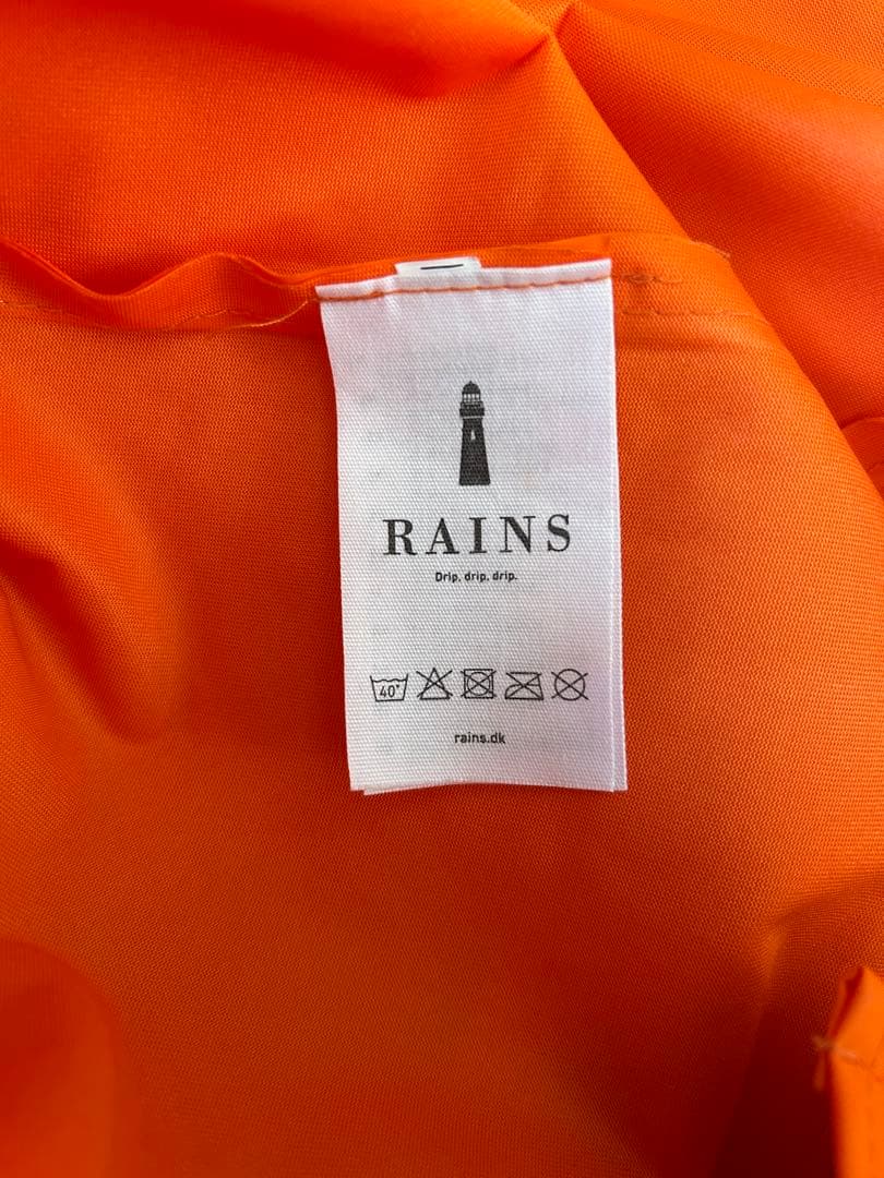 ユニセックス　RAINS フード付きレインコート S/M オレンジ