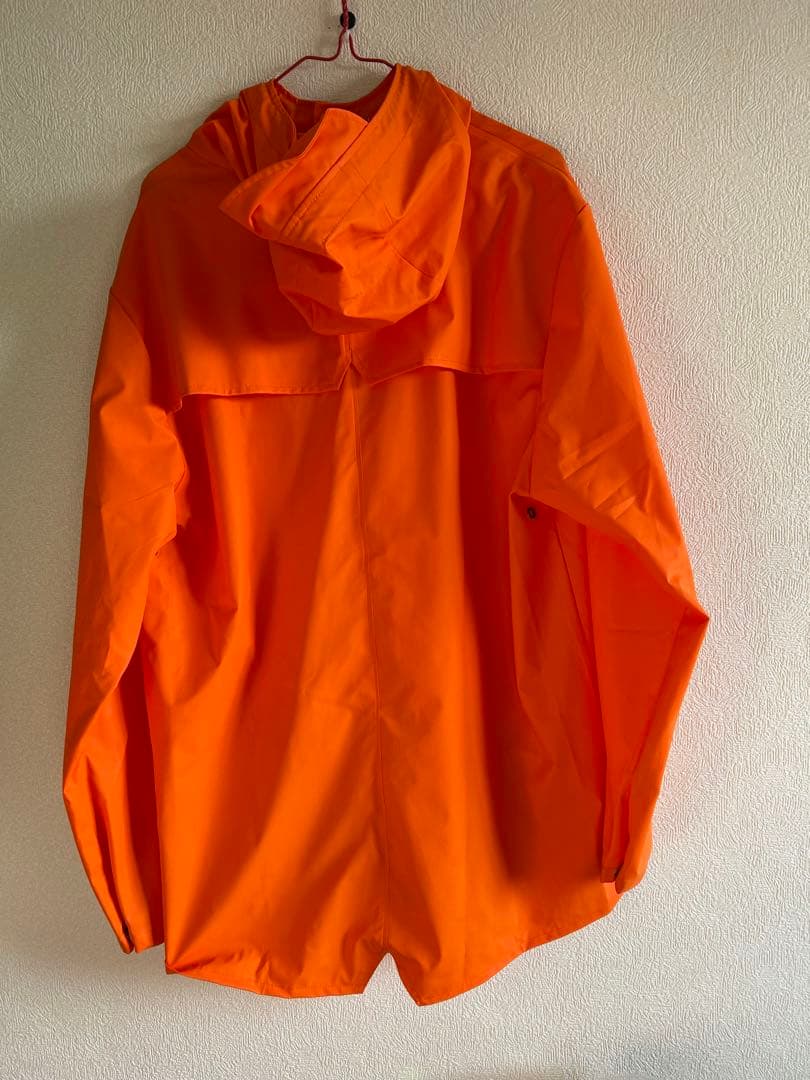 ユニセックス　RAINS フード付きレインコート S/M オレンジ