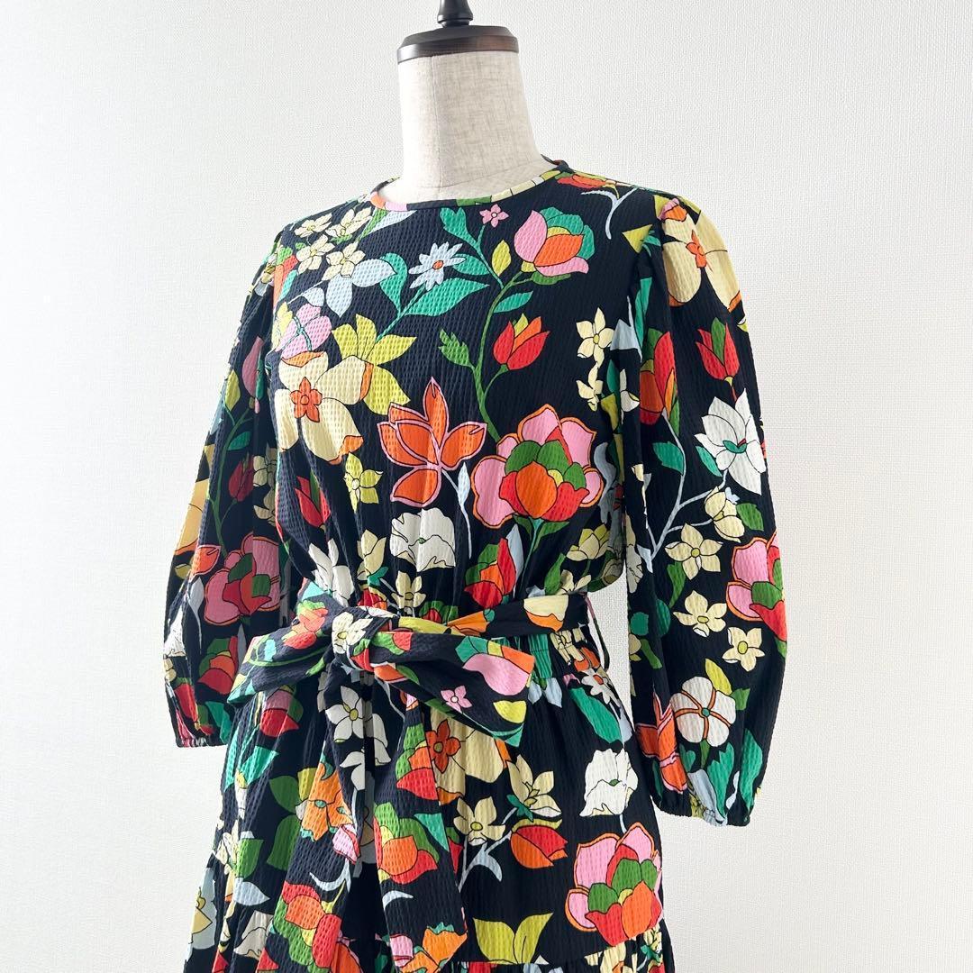 美品✨ケイトスペード　floral-print flared dress 花柄