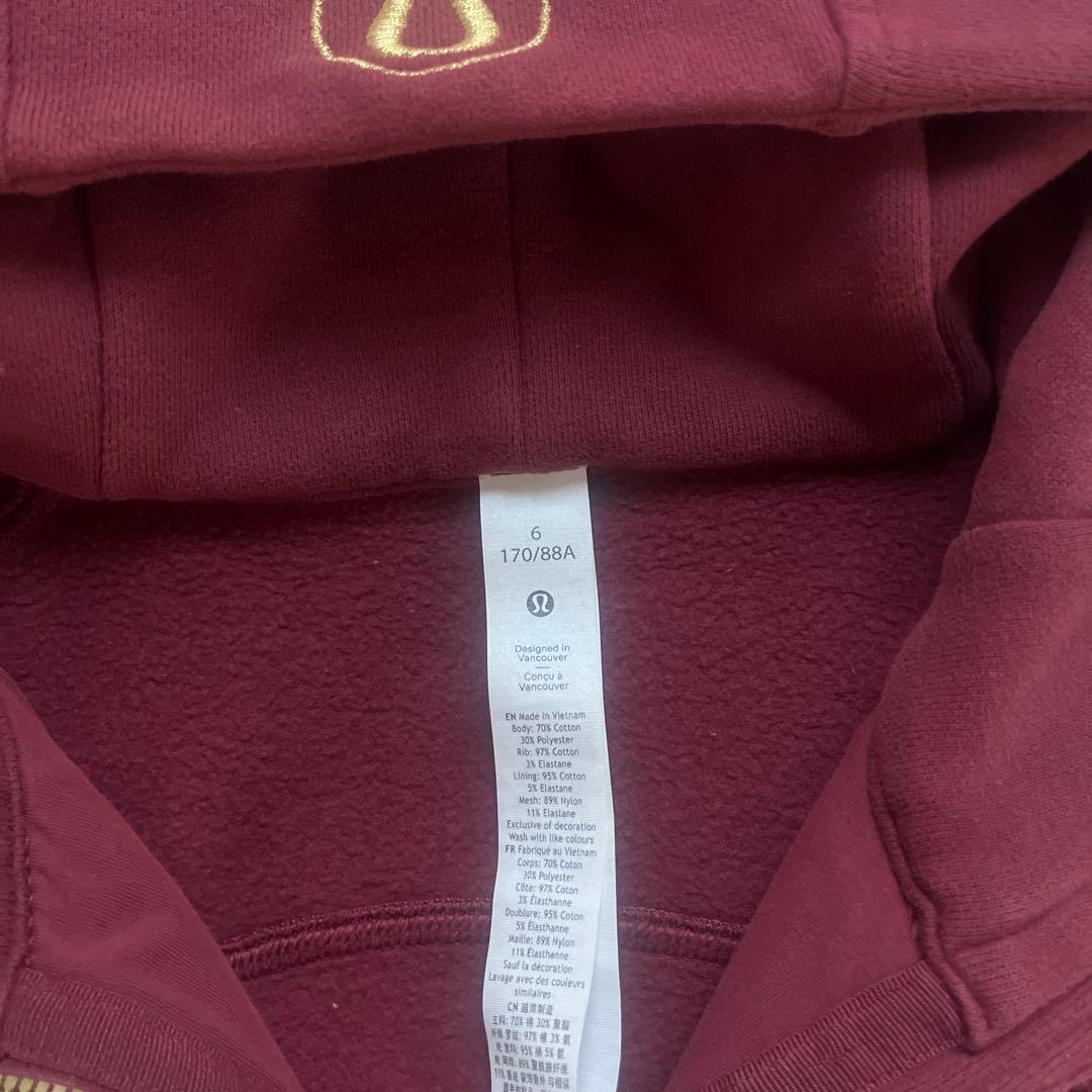 Lululemon バーガンディ フルジップパーカー サイズ6