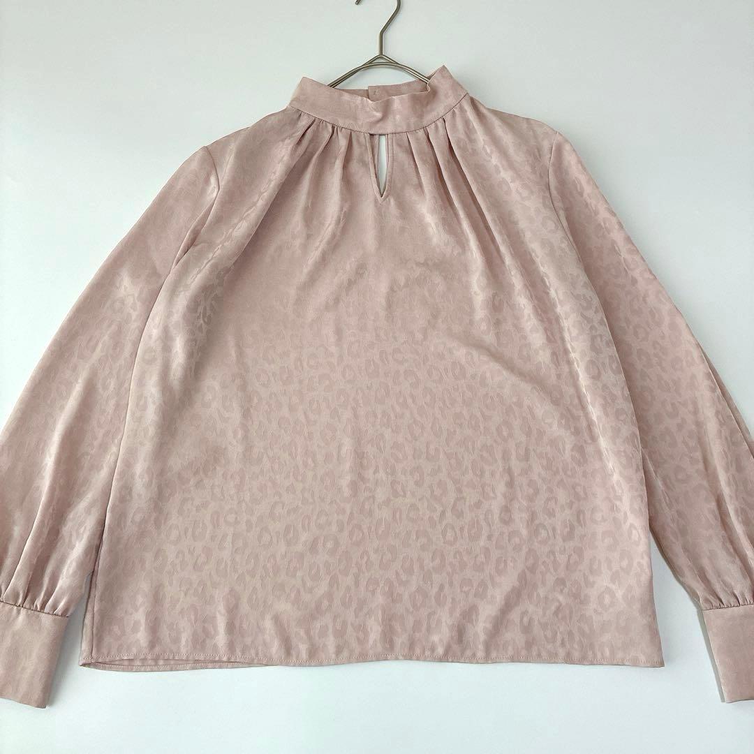美品 ピンクレオパードPINKY&DIANNE スタンドカラージャガードブラウス