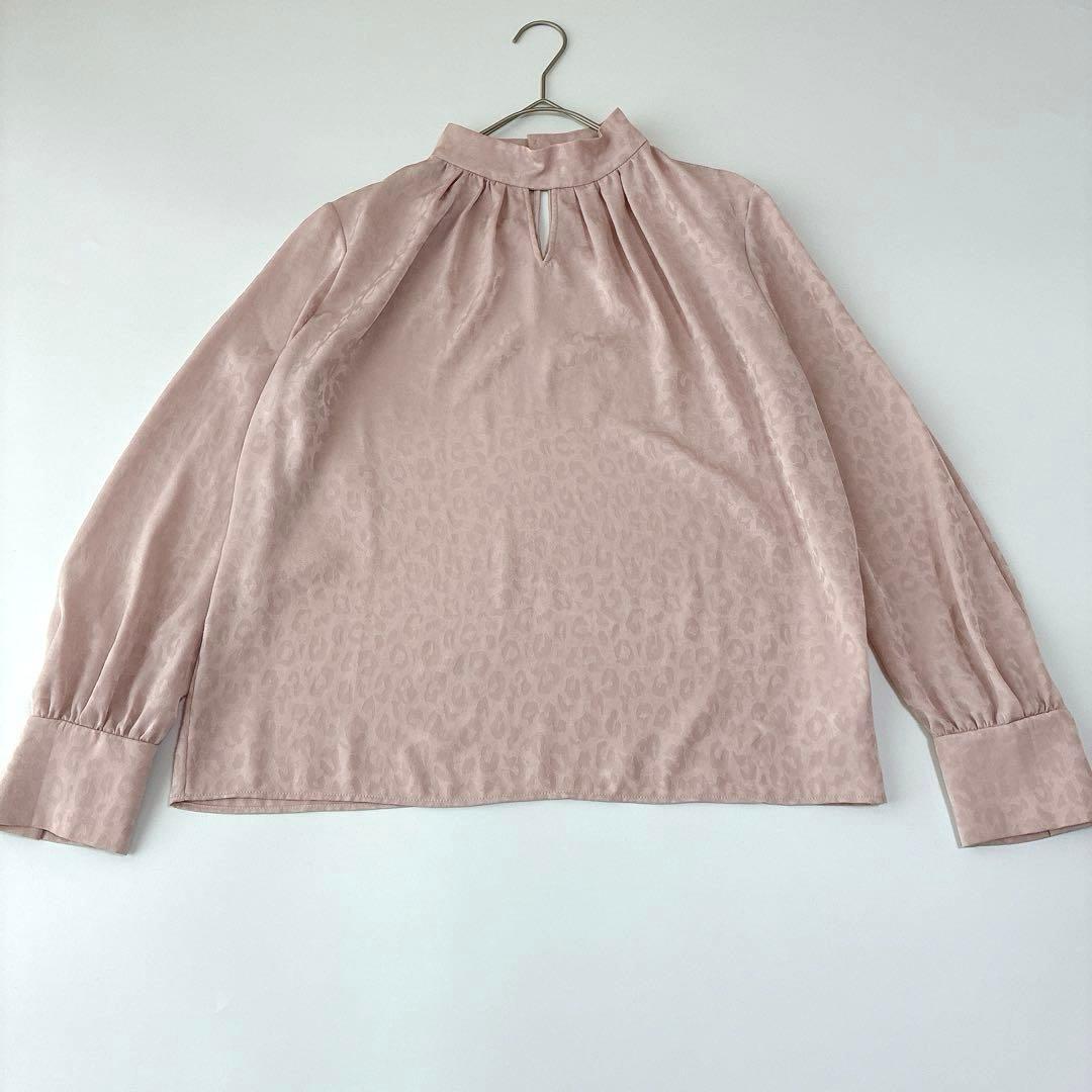美品 ピンクレオパードPINKY&DIANNE スタンドカラージャガードブラウス