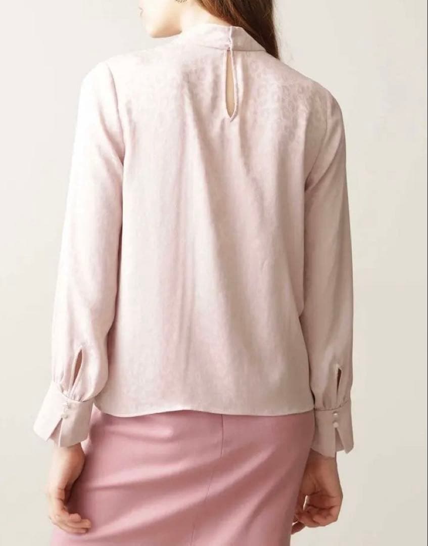 美品 ピンクレオパードPINKY&DIANNE スタンドカラージャガードブラウス