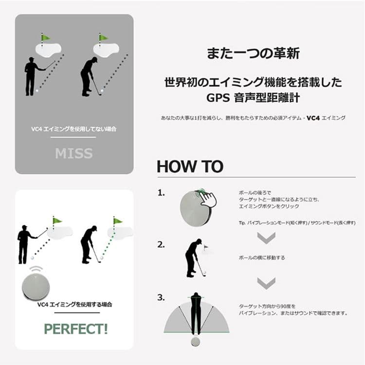 ボイスキャディVC4 エイミング ゴルフGPSナビ 距離計測器
