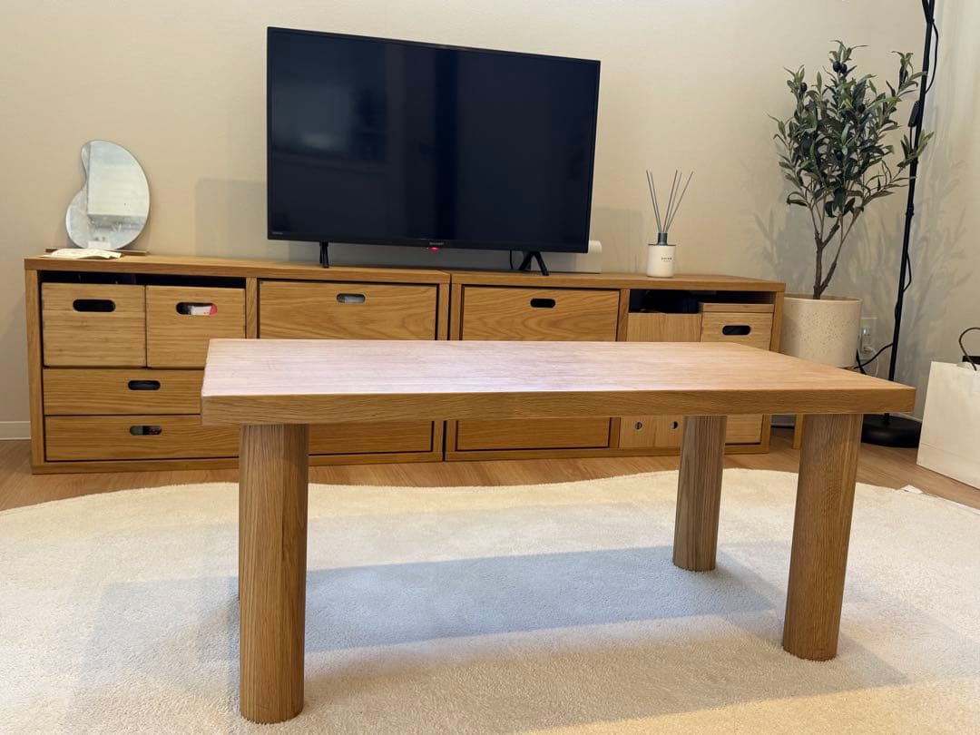 【廃盤】無印良品　オーク材　木製テーブル天板、木製テーブル脚４本組　80×40