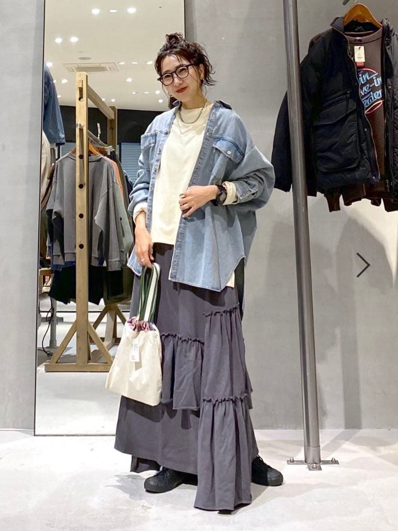 ニコアンド＊Misayoさんプロデュース BIGデニムシャツ スモーキーブルー