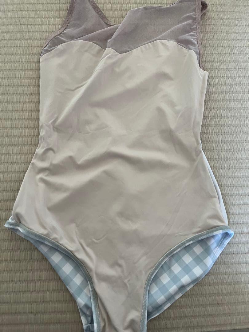 ほぼ新品　byplie レオタード　水色　チェック柄　XS