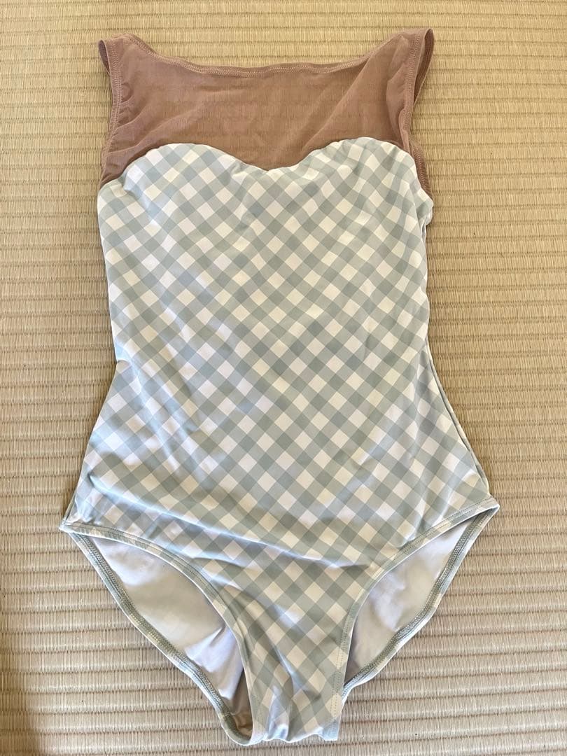 ほぼ新品　byplie レオタード　水色　チェック柄　XS