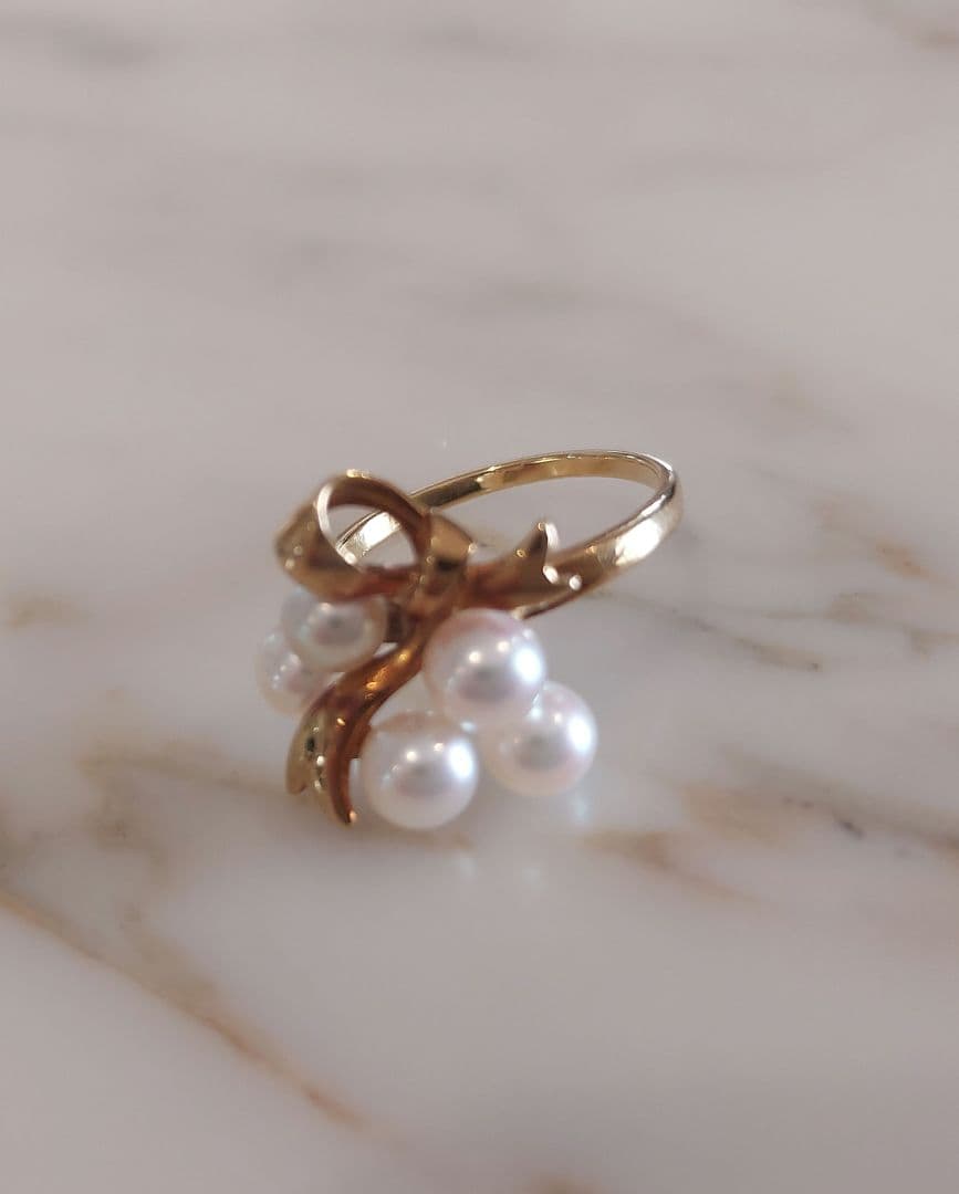 MIKIMOTO　18K リボンパールリング