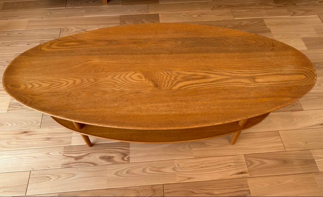 美品　ヒラシマ　BORDO Oval Table オーク　ローテーブル