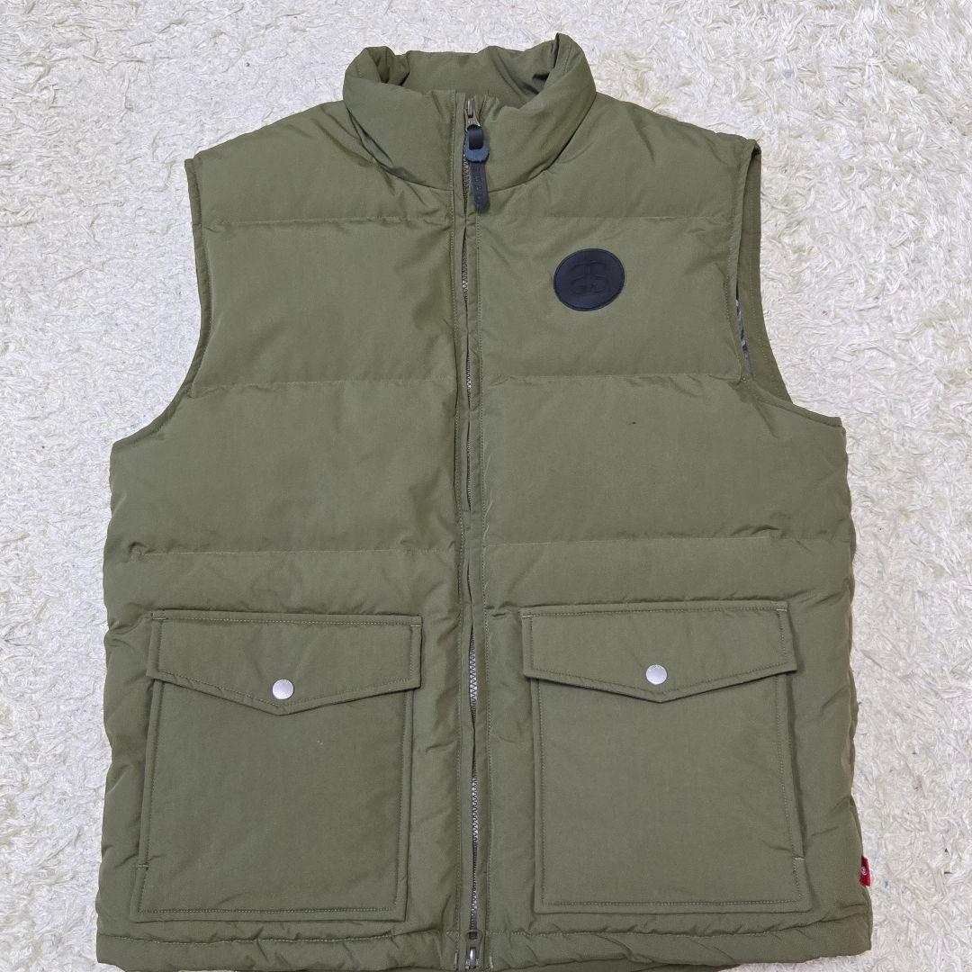 STUSSY/ステューシー 黒タグ 胸パッチ 裏アニマル柄 ダウン ベスト M