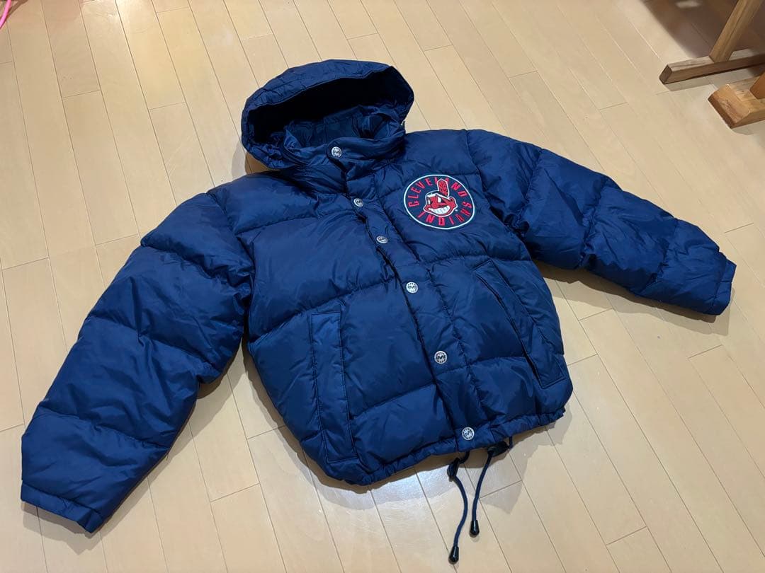 希少90s インディアンス 肉厚ダウンジャケット MLB MIRAGE短丈y2k