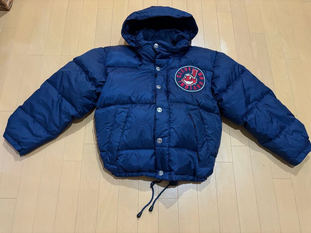 希少90s インディアンス 肉厚ダウンジャケット MLB MIRAGE短丈y2k