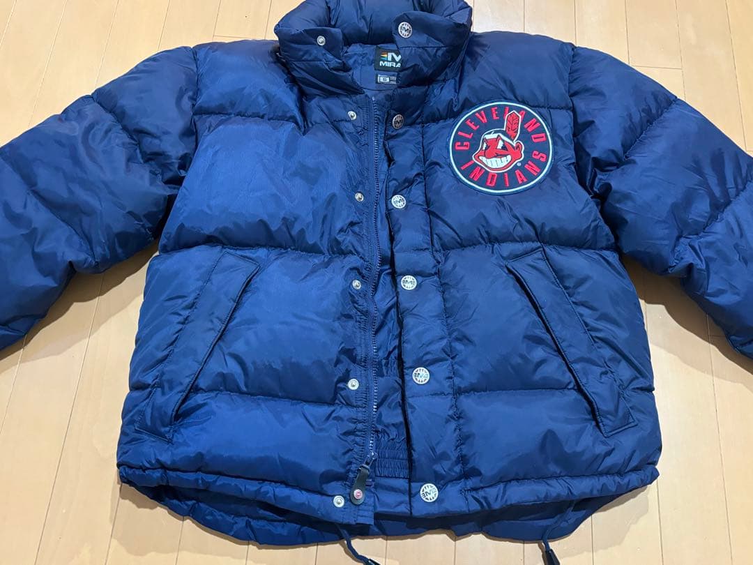 希少90s インディアンス 肉厚ダウンジャケット MLB MIRAGE短丈y2k