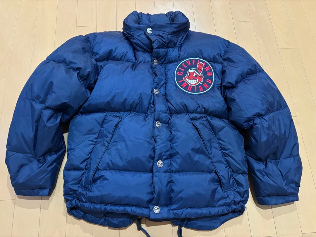 希少90s インディアンス 肉厚ダウンジャケット MLB MIRAGE短丈y2k