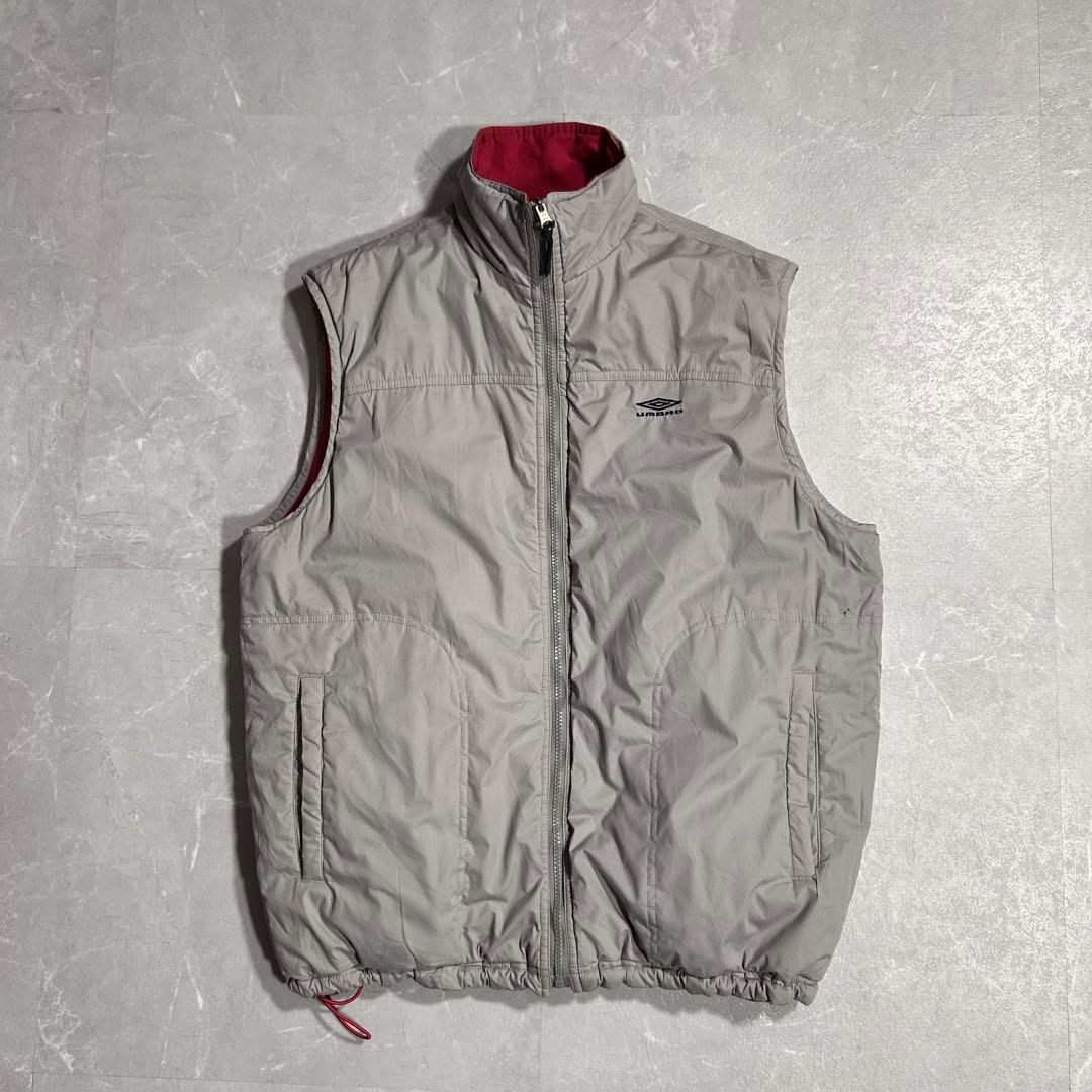 90s OLD UMBRO リバーシブル 短丈パファーベスト 中綿ダウン Y2K