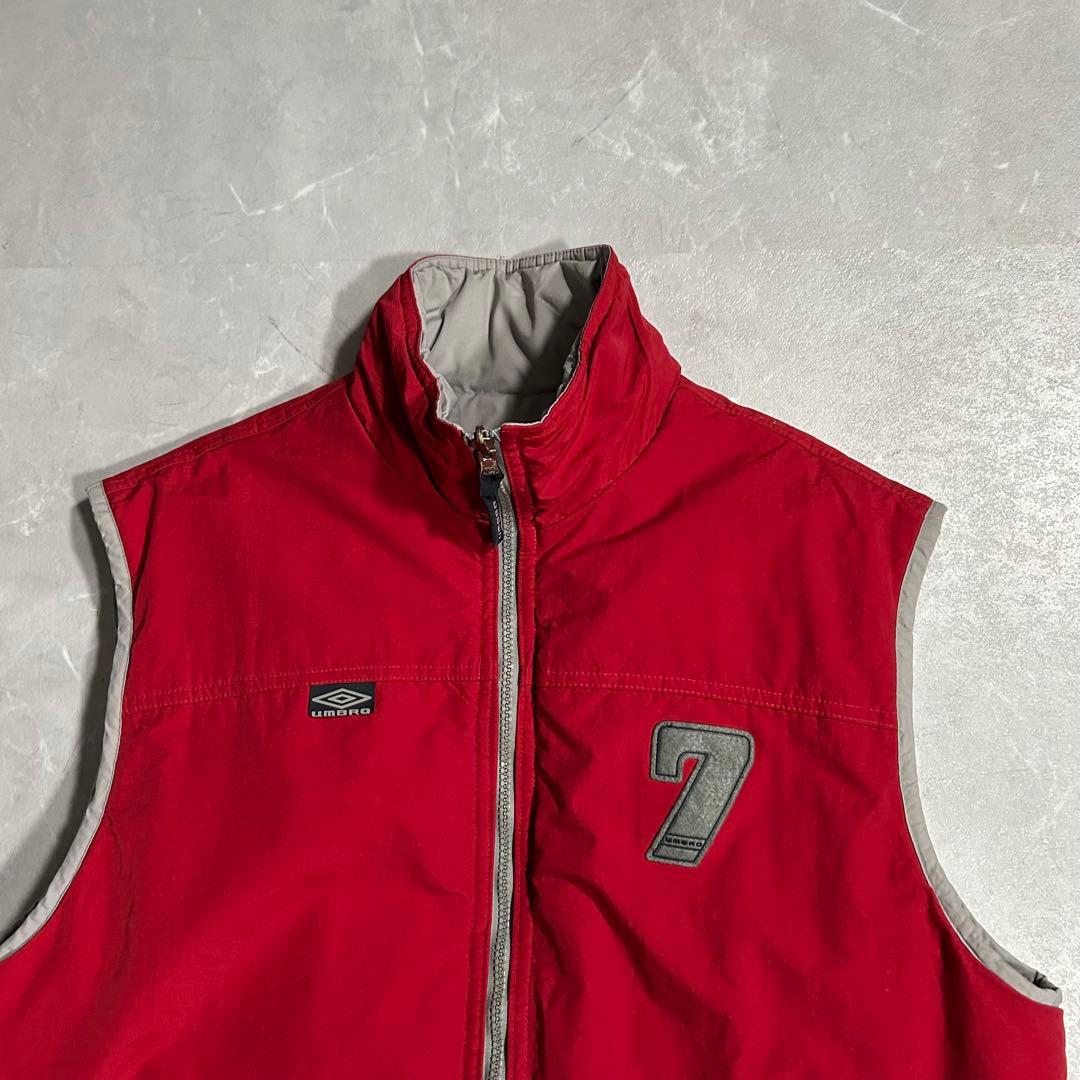 90s OLD UMBRO リバーシブル 短丈パファーベスト 中綿ダウン Y2K